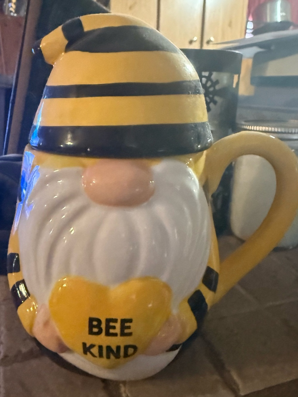 Source Unknown Bee Gnome Mug in Yellow and Black